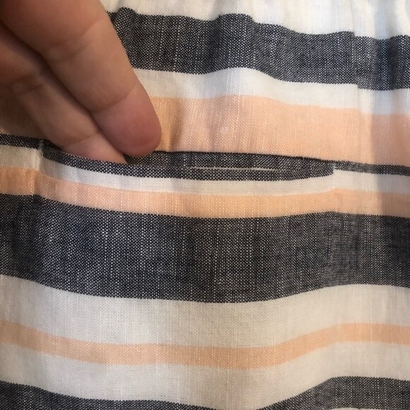 BANANA REPUBLIC Small Linen Striped Peach Blue White Mini Skirt Lined Pull-On - Picture 5 of 7